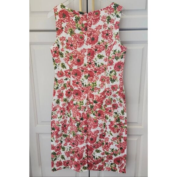 Talbots Size 14W Sleeveless Cotton Floral Sheath Dress Modest Summer Tea Preppy - Picture 7 of 12